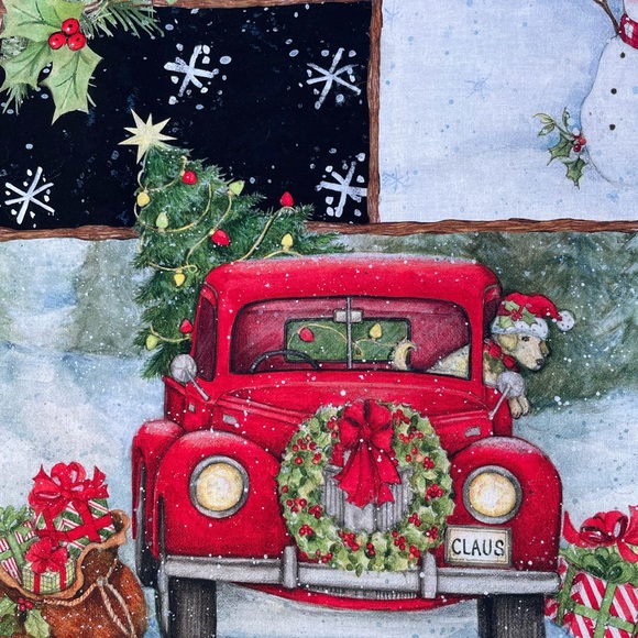 Christmas Fabric Red Truck Collage Craft Panel - 36 x 44 inches - Picture 10 of 11
